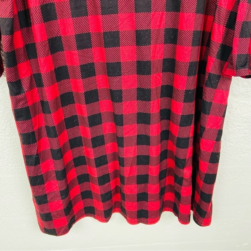 Celebrate together Red and Black buffalo Plaid Long Sleeve stretch mini Dress XL - Picture 5 of 13
